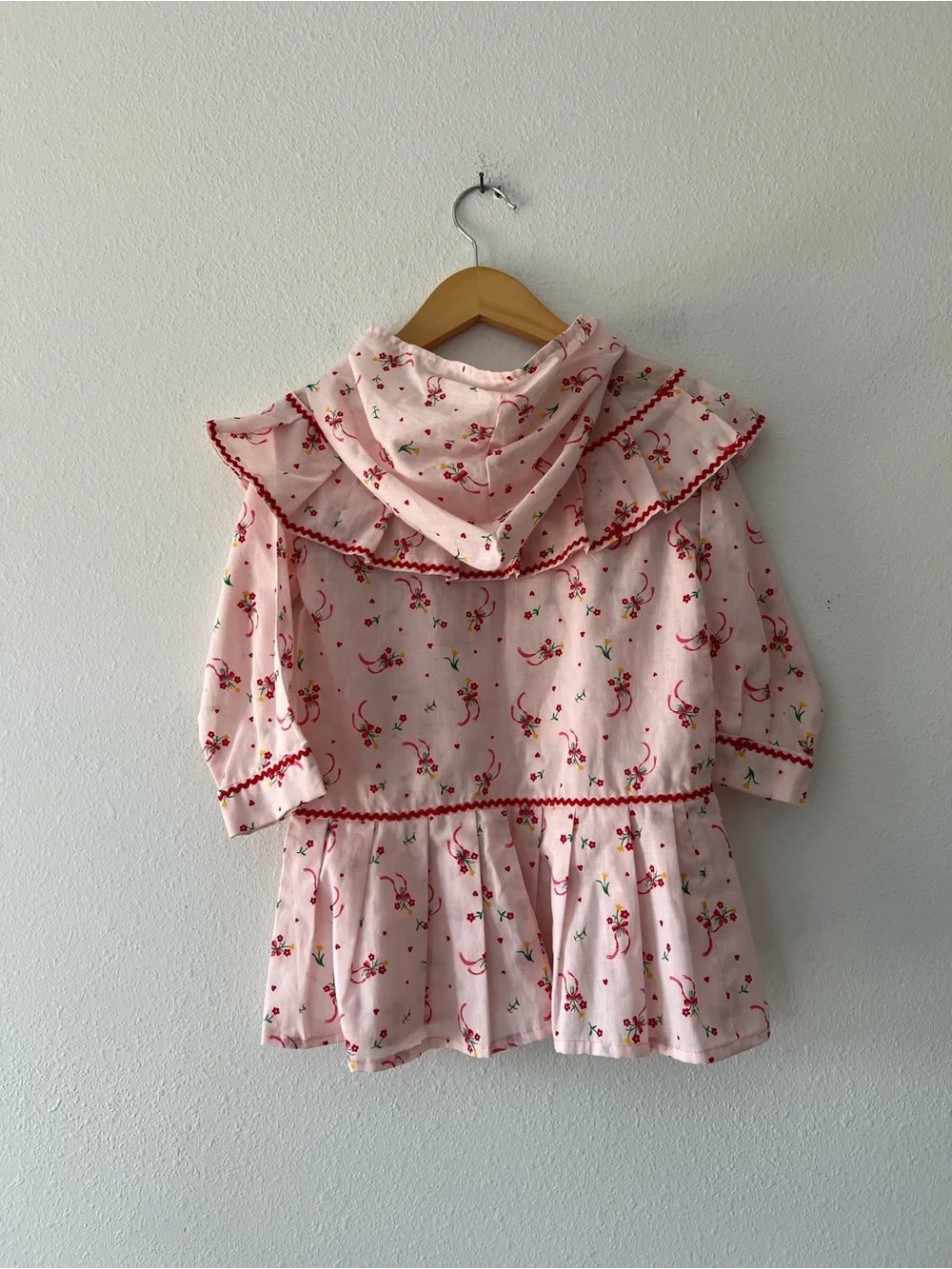 VINTAGE | Handmade Dropwaist Hooded RicRac Ruffle Dress | 4